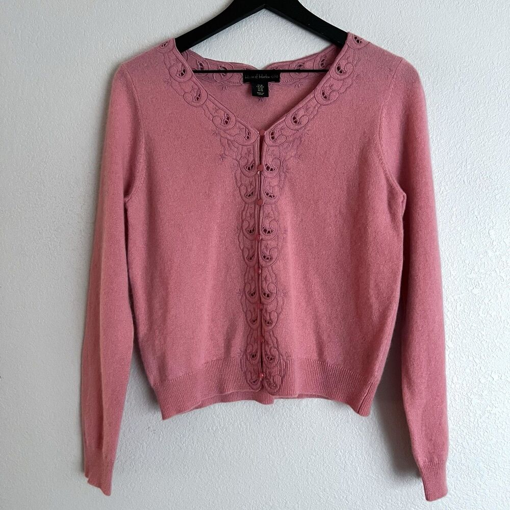 House Of Harlow 1960 Pink 100% Cashmere Cardigan Size M